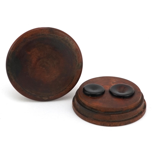 1525 - 19th century treen patch box and cover, 5.5cm in diameter