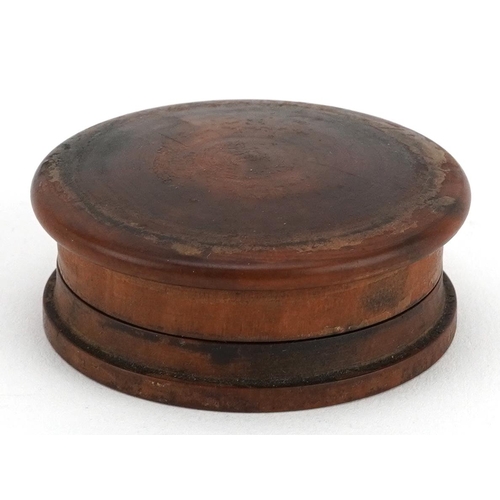 1525 - 19th century treen patch box and cover, 5.5cm in diameter