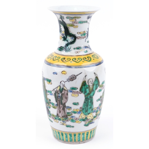 1703 - Large Chinese porcelain vase hand painted in the famille verte palette with immortals, six figure ch... 