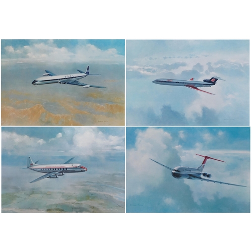 1804 - Edmund Miller Havilland Comet 4C, four pencil signed aviation prints in colour, each unframed, each ... 