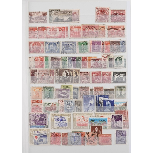 957 - 19th century and later British and commonwealth stamps arranged in a stock book including overprints