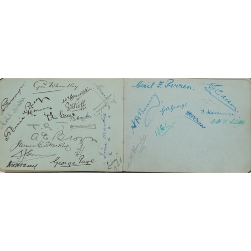 907 - Early 20th century autograph album with various annotations, signatures and watercolours including s... 