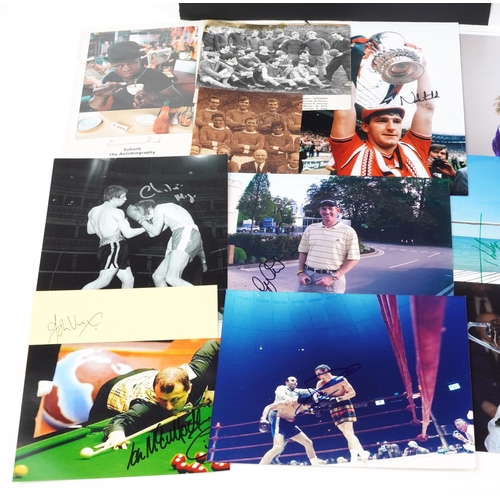 943 - Collection of sporting autographs on photographs including Chris Eubank, Frank Bruno, Peter Hebden, ... 