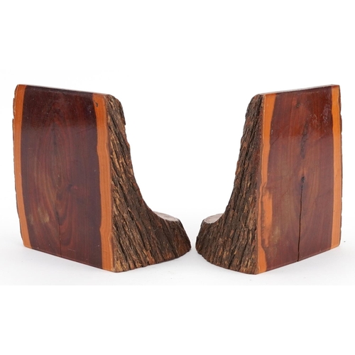 1775 - Pair of shipping interest naturalistic wooden bookends impressed S S Orontes, 14cm high