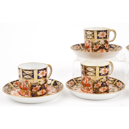 381 - Set of six Royal Crown Derby Old Imari coffee cans with saucers numbered 2451, each coffee can 5cm h... 