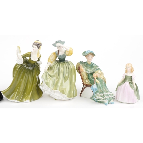 1305 - Eight Royal Doulton figurines including Janice HN2165 and Cherie HN2341, the largest 19cm high