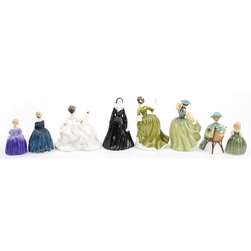 1305 - Eight Royal Doulton figurines including Janice HN2165 and Cherie HN2341, the largest 19cm high