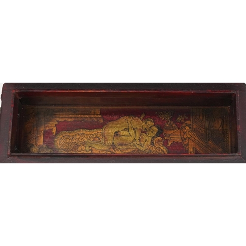 1477 - Chinese cinnabar lacquer box and cover on stand carved with a landscape and a box in the form of an ... 