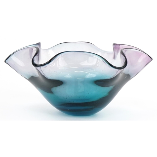 1535 - Murano style two colour flower head glass centre bowl, 32cm in diameter