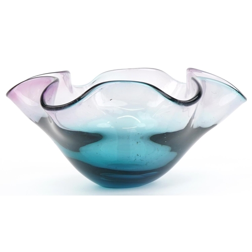 1535 - Murano style two colour flower head glass centre bowl, 32cm in diameter