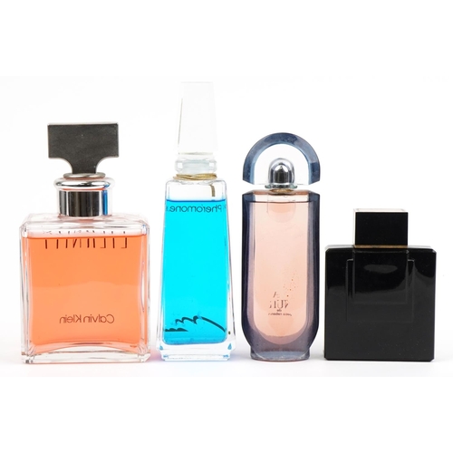 347 - Four shop dummy display scent bottles comprising Van Cleef & Arpels, Calvin Klein Eternity, Paco Rab... 