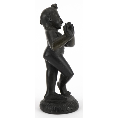 493 - Indian black stone carving of Krishna, 18cm high