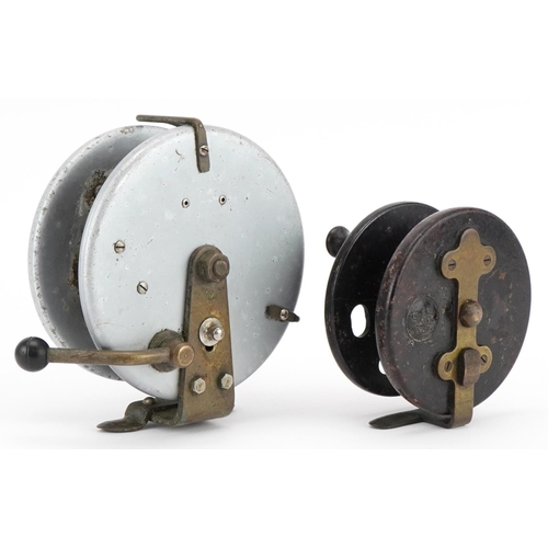 442 - Vintage Big Game fishing reel and an ELO Bakelite example, the largest 17cm high