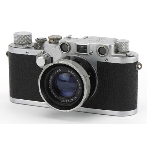 Leica, German Ernst Leitz Wetzlar IIIC  Rangefinder camera with Wray of London lens, the camera body serial number 50751