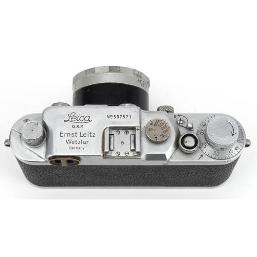 1351 - Leica, German Ernst Leitz Wetzlar IIIC  Rangefinder camera with Wray of London lens, the camera body... 