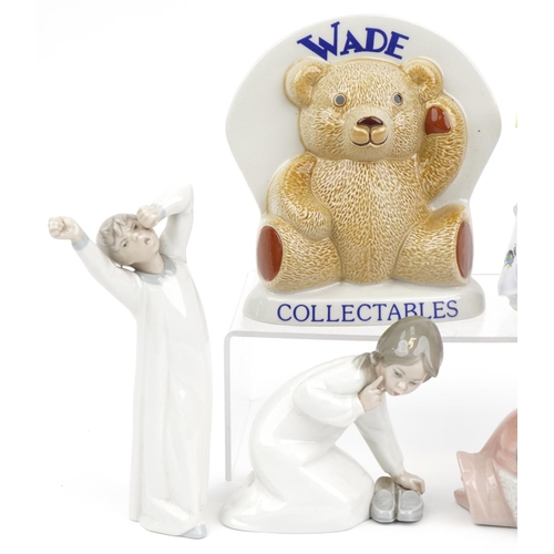 1299 - Six collectable figures including Royal Doulton Silks & Ribbons HN2016, two Lladro and Wade Collecta... 