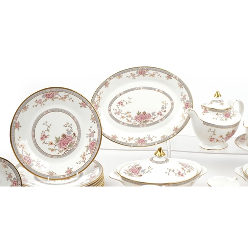 1309 - Royal Doulton Canton dinner and teaware including coffee cans with saucers, teapot, lidded tureen an... 