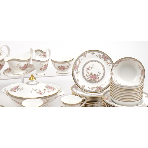 1309 - Royal Doulton Canton dinner and teaware including coffee cans with saucers, teapot, lidded tureen an... 