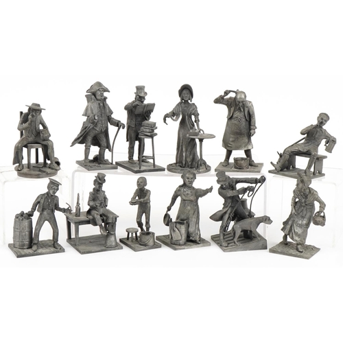 1317 - Twelve Birmingham Mint pewter Oliver Twist by Charles Dickens figures including Bill Sikes, Mr Brown... 