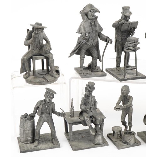 1317 - Twelve Birmingham Mint pewter Oliver Twist by Charles Dickens figures including Bill Sikes, Mr Brown... 