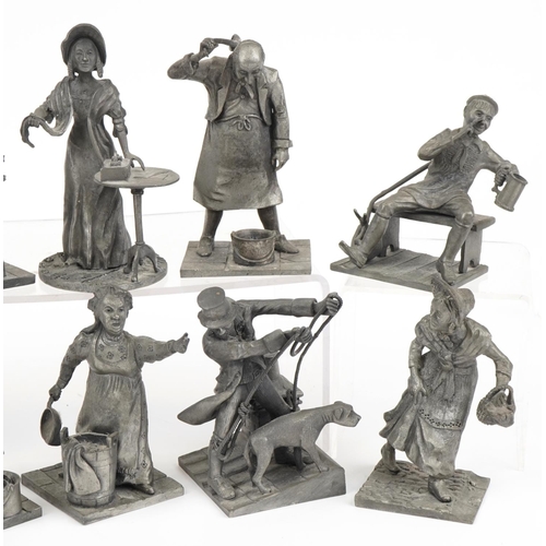 1317 - Twelve Birmingham Mint pewter Oliver Twist by Charles Dickens figures including Bill Sikes, Mr Brown... 