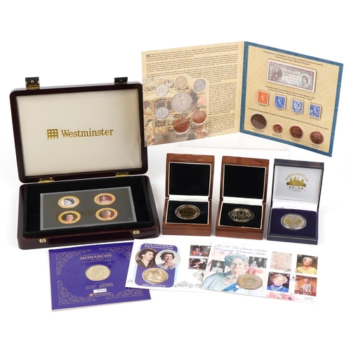 825 - Proof and other British commemorative coinage including Diamond Jubilee photographic four coin set, ... 