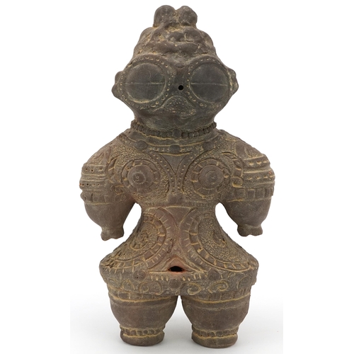 1401 - Japanese terracotta dogu figure of a pregnant woman, 29.5cm high