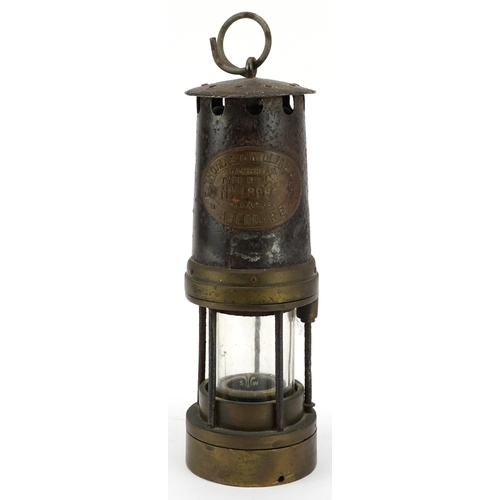 1658A - Early 20th century Thomas & Williams miner's lamp with plaque numbered 1899