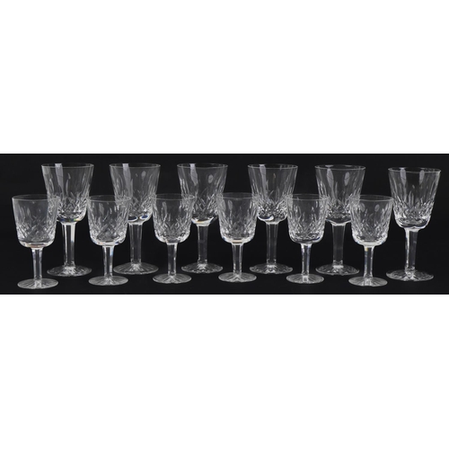 1293 - Set of six Waterford Crystal Lismore wine glasses and a set of six Lismore port glasses with boxes, ... 