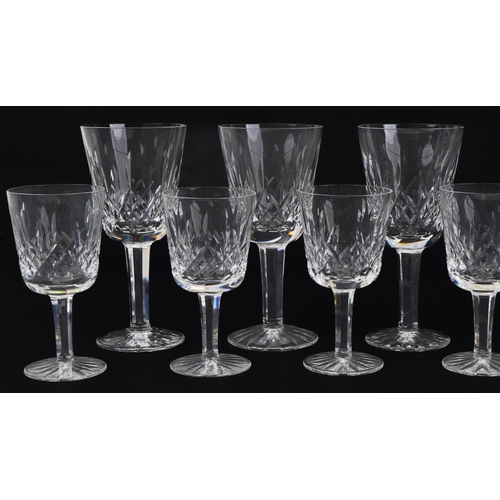 1293 - Set of six Waterford Crystal Lismore wine glasses and a set of six Lismore port glasses with boxes, ... 