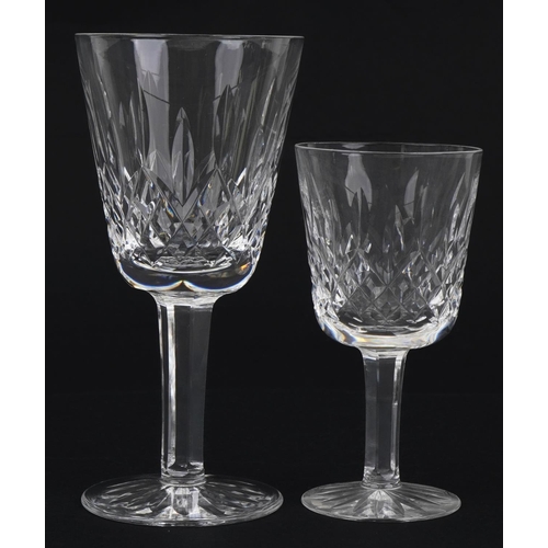 1293 - Set of six Waterford Crystal Lismore wine glasses and a set of six Lismore port glasses with boxes, ... 