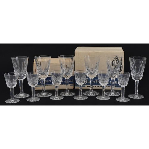 1297 - Set of six Waterford Crystal Lismore sherry glasses and a set of six Lismore liqueur glasses with bo... 