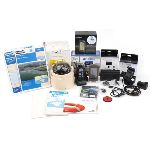 1786 - Navigation equipment including Garmin Montana 600 GPS with set marine and land plotter, Plastimo Oly... 