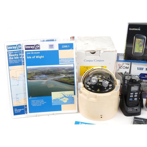 1786 - Navigation equipment including Garmin Montana 600 GPS with set marine and land plotter, Plastimo Oly... 