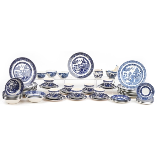 1310 - Wedgwood, Booth's and other willow pattern tea and dinnerware including plates, the largest 25.5cm i... 