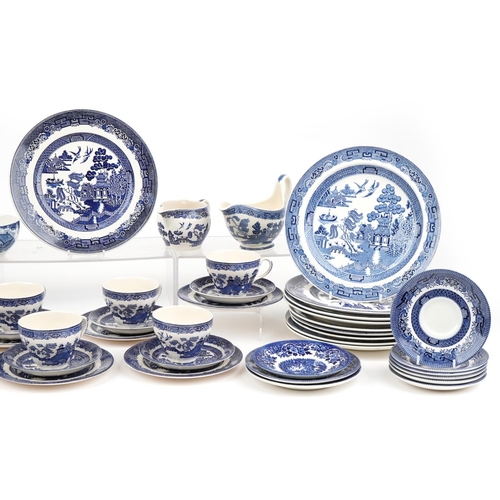 1310 - Wedgwood, Booth's and other willow pattern tea and dinnerware including plates, the largest 25.5cm i... 