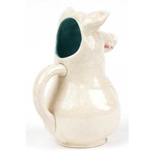 1768 - Sarreguemines, French Maiolica jug in the form of a pig, impressed marks to the base, 24.5cm high