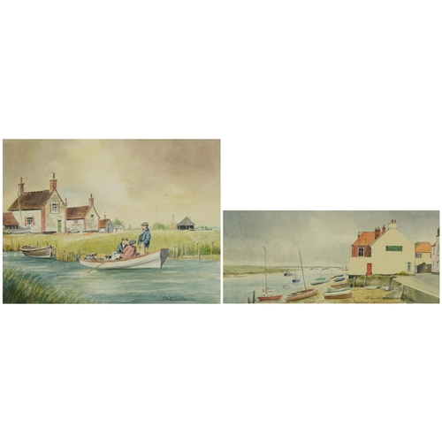 334 - Des Herradine - Wells Next to the Sea, Norfolk and On the Norfolk Coast, two watercolours, each with... 