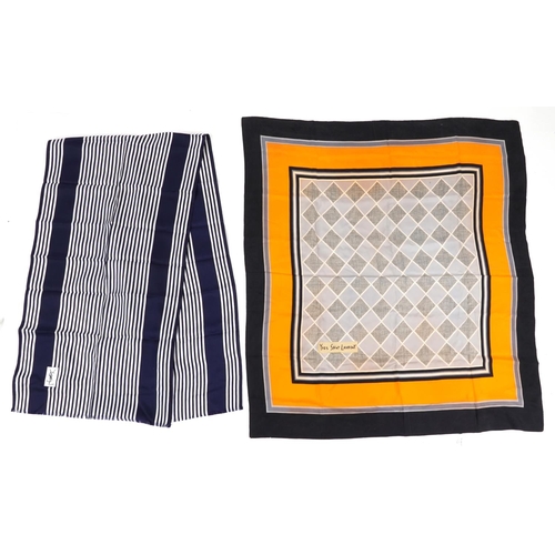 343 - Two Yves Saint Laurent silk scarves including a checked example, the checked example 82.5cm x 85cm