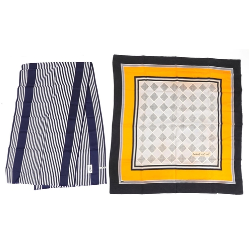 343 - Two Yves Saint Laurent silk scarves including a checked example, the checked example 82.5cm x 85cm