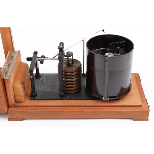 678 - German military World War II U-Boat barograph by Lufft housed in a pine crate with receipt, the baro... 