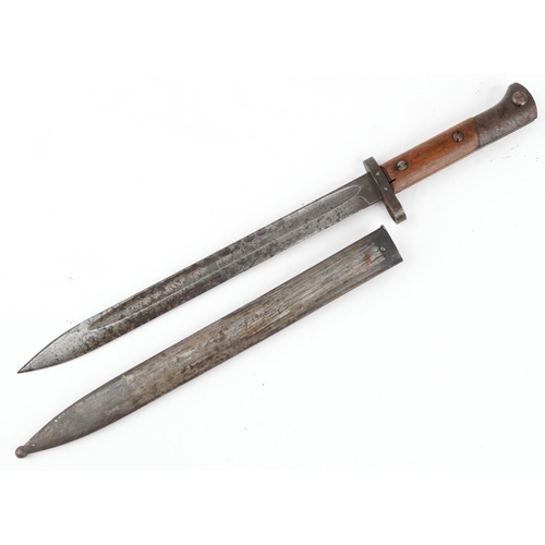 705 - Czech military World War II Mauser bayonet with scabbard and steel blade impressed E26 CSZN, 45cm in... 