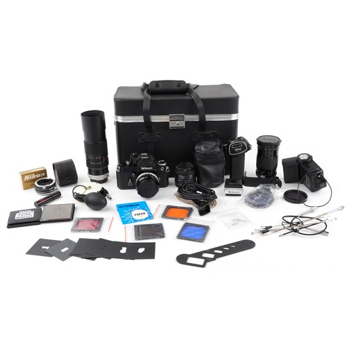 1363 - Vintage Nikon F2-S Photomic SLR camera outfit including Nikon Nikkor-SC, Hoya HMC zoom and macro and... 