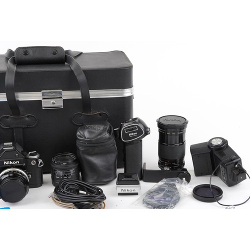 1363 - Vintage Nikon F2-S Photomic SLR camera outfit including Nikon Nikkor-SC, Hoya HMC zoom and macro and... 