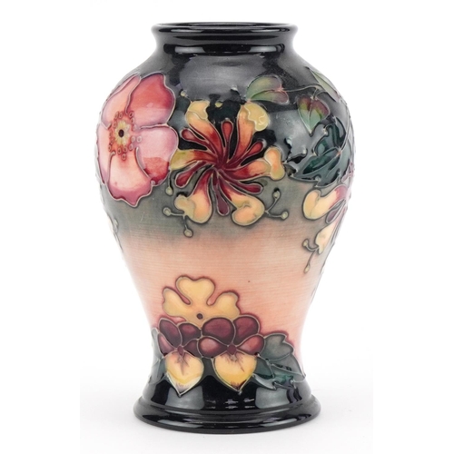 189 - Moorcroft pottery baluster vase hand painted in the Oberon Honeysuckle pattern by Rachel Bishop, 16c... 