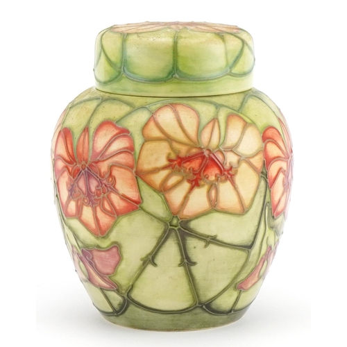 190 - Moorcroft pottery ginger jar and cover hand painted in the Nasturtium pattern, Collector's Club stam... 