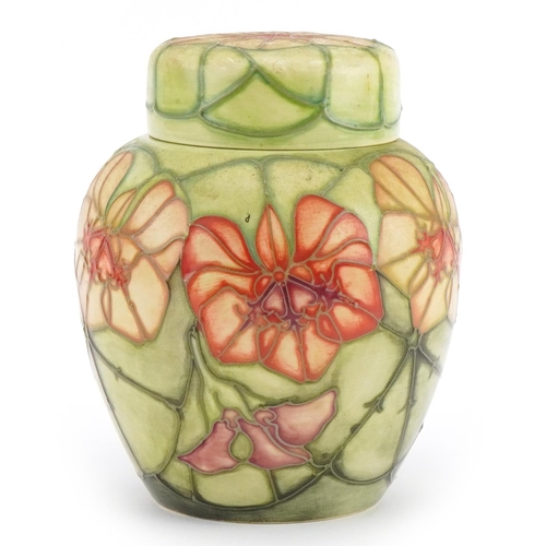 190 - Moorcroft pottery ginger jar and cover hand painted in the Nasturtium pattern, Collector's Club stam... 