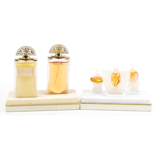 35 - Two Lalique scent or perfume bottle sets with boxes comprising Coffret Découverte Discovery set and ... 