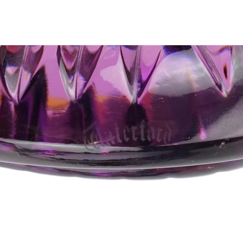 1462 - Waterford Crystal purple heart paperweight with fitted box, 7cm wide