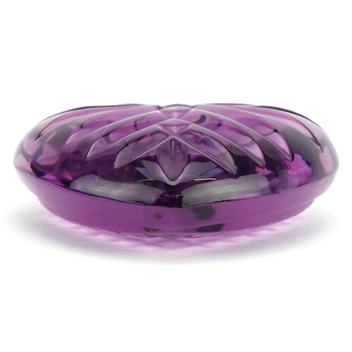 1462 - Waterford Crystal purple heart paperweight with fitted box, 7cm wide